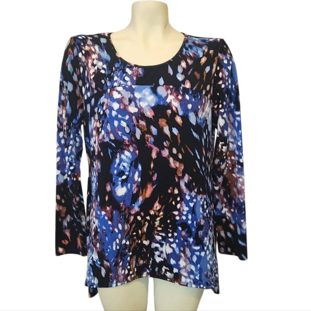 Cato Blue and Black Abstract‎ Blouse Size Medium